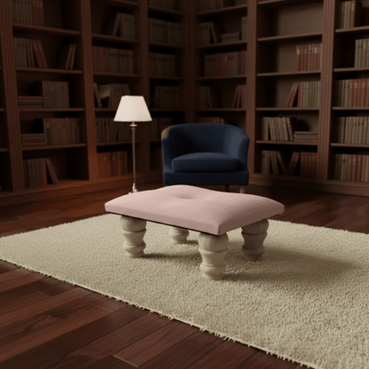 Small Creamy White Footrest Pouffe – Handmade Velvet Ottoman UK - ISTOOLS