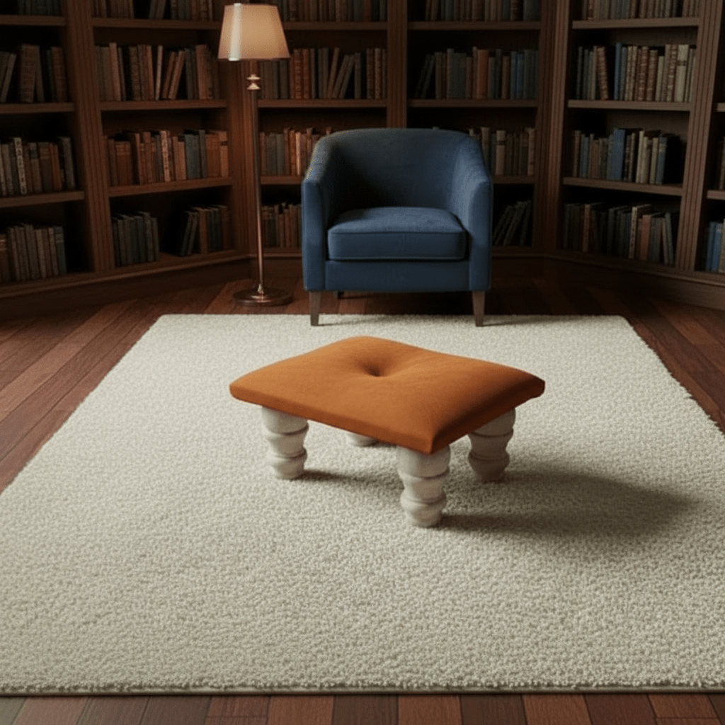 Small Creamy White Footrest Pouffe – Handmade Velvet Ottoman UK - ISTOOLS