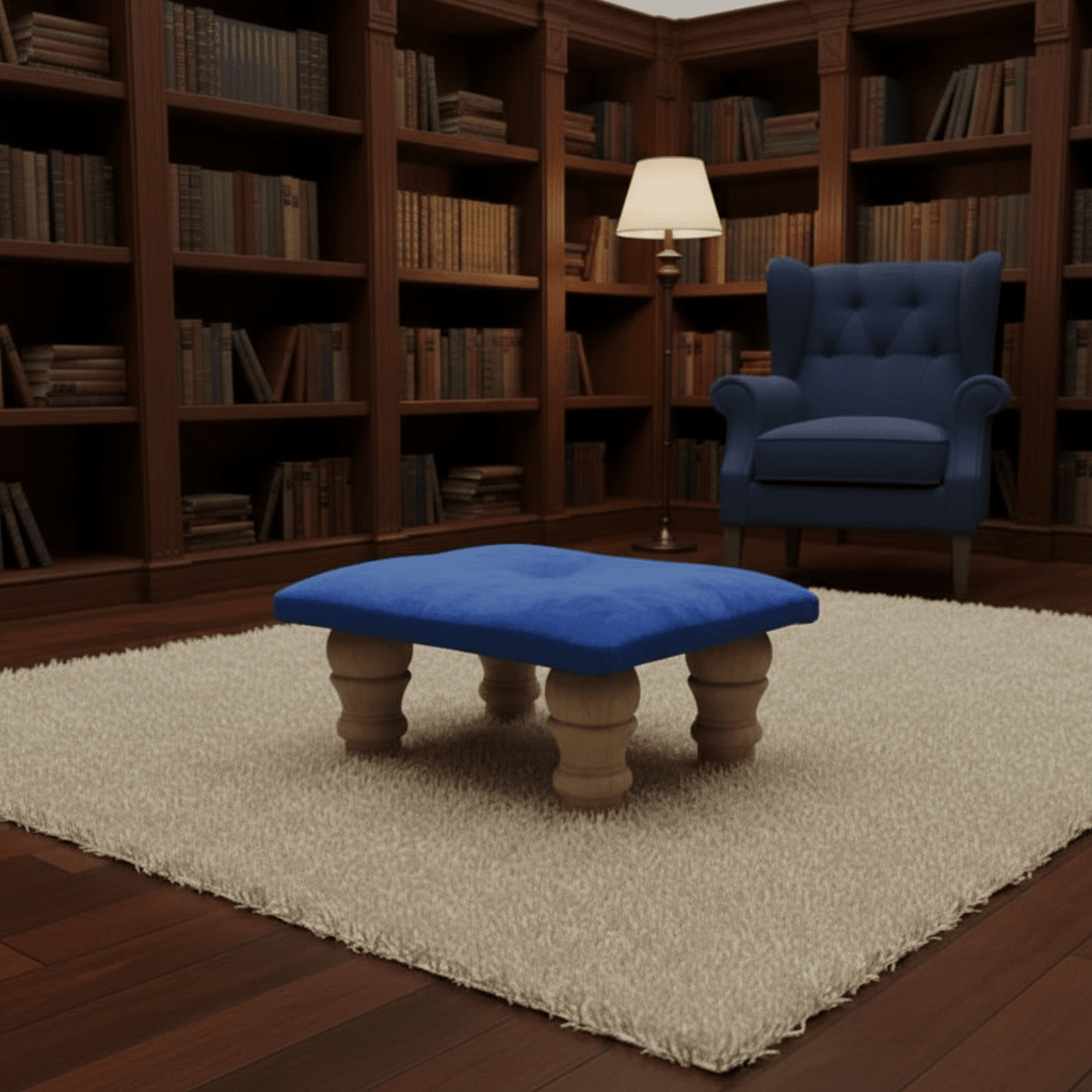 Small Creamy White Footrest Pouffe – Handmade Velvet Ottoman UK - ISTOOLS