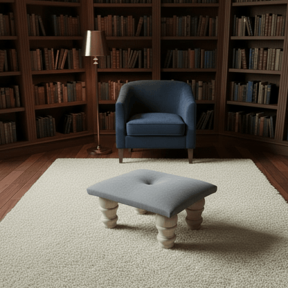 Small Creamy White Footrest Pouffe – Handmade Velvet Ottoman UK - ISTOOLS