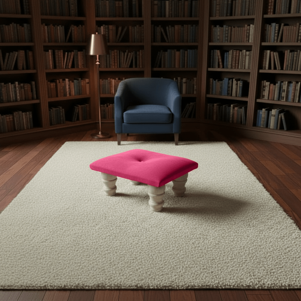 Small Creamy White Footrest Pouffe – Handmade Velvet Ottoman UK - ISTOOLS