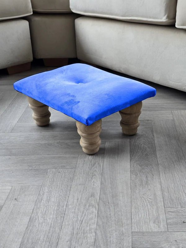 Small Creamy White Footrest Pouffe – Handmade Velvet Ottoman UK - ISTOOLS