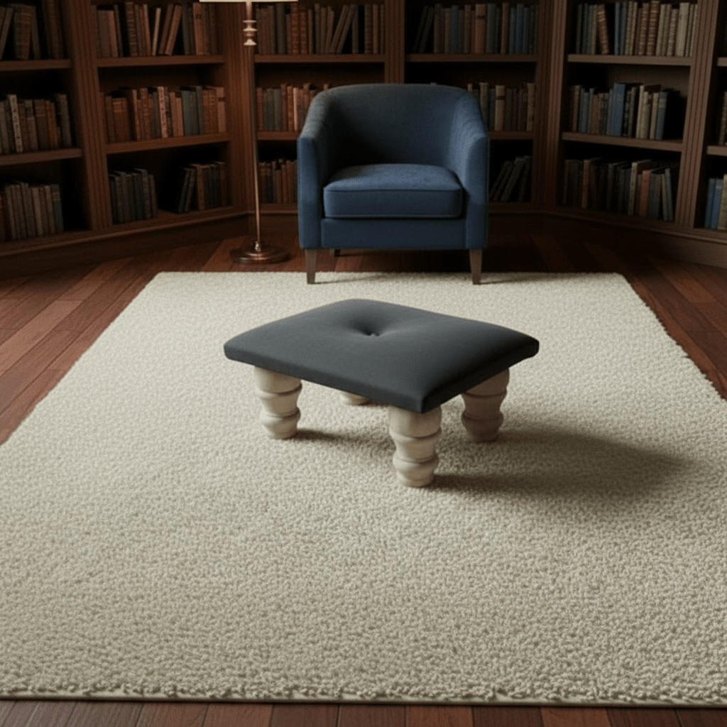 Small Creamy White Footrest Pouffe – Handmade Velvet Ottoman UK - ISTOOLS