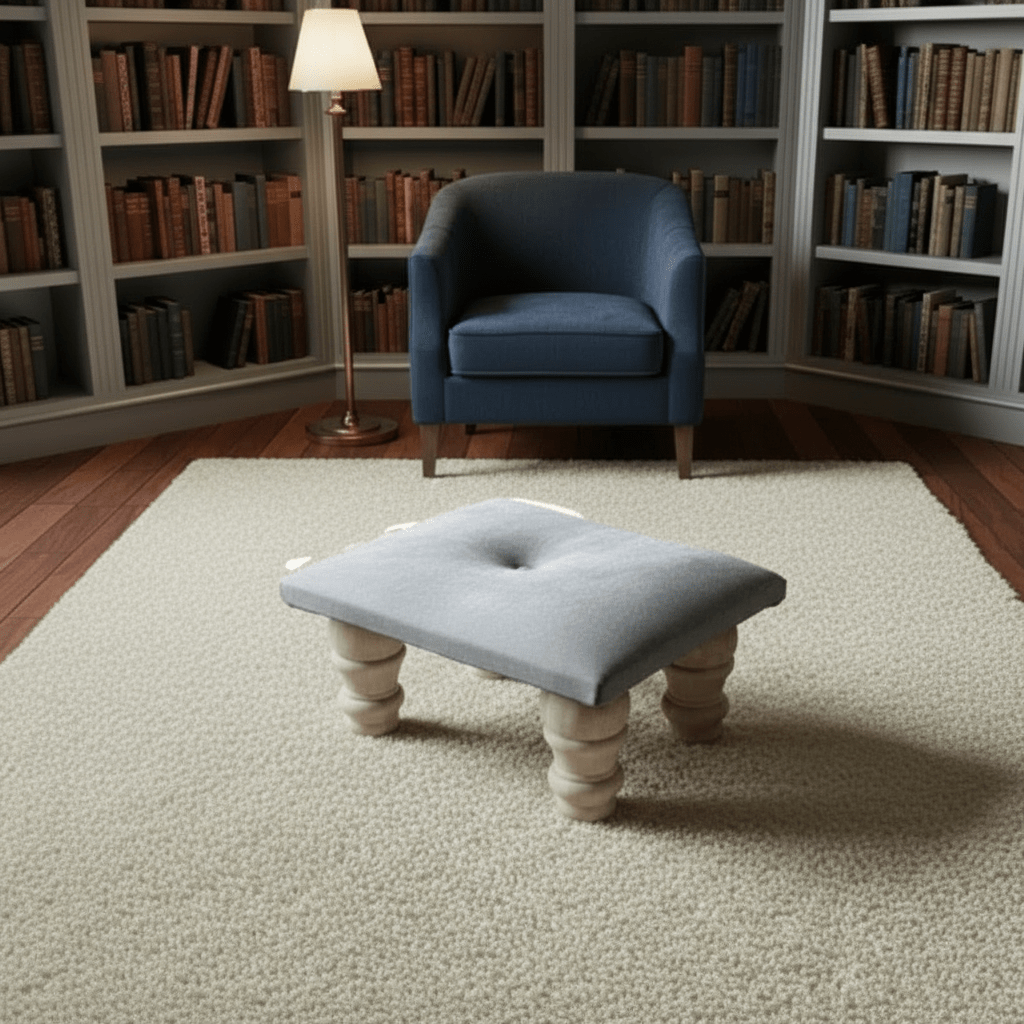 Small Creamy White Footrest Pouffe – Handmade Velvet Ottoman UK - ISTOOLS