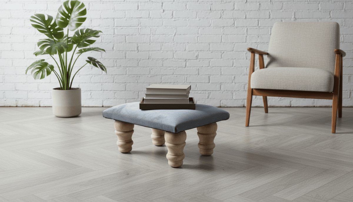 Small Dark Grey Velvet Footrest Pouffe – Handmade UK Footstool - ISTOOLS