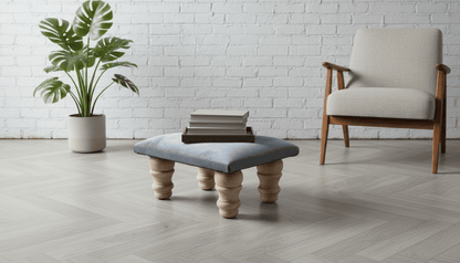 Small Dark Grey Velvet Footrest Pouffe – Handmade UK Footstool - ISTOOLS