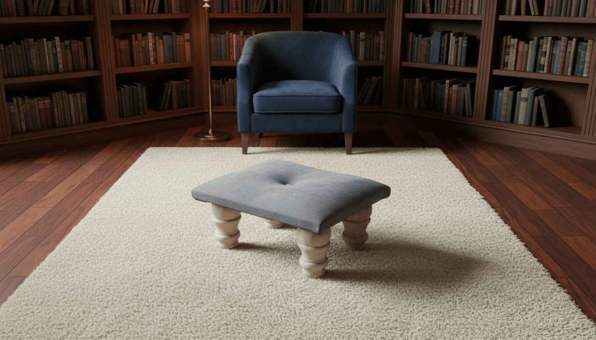 Small Dark Grey Velvet Footrest Pouffe – Handmade UK Footstool - ISTOOLS