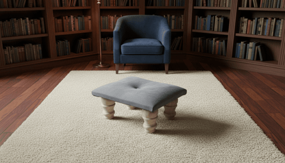 Small Dark Grey Velvet Footrest Pouffe – Handmade UK Footstool - ISTOOLS