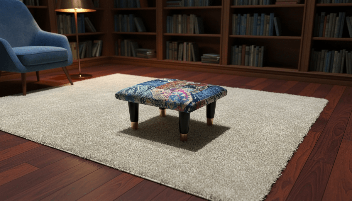 Small Demask Footrest Pouffe – Handmade Velvet Footstool UK | ISTOOLS - ISTOOLS