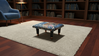 Small Demask Footrest Pouffe – Handmade Velvet Footstool UK | ISTOOLS - ISTOOLS