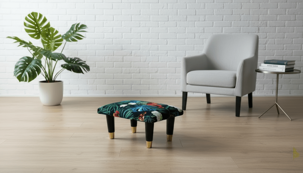 Small Forrest Floral Footrest Pouffe – Handmade Velvet Footstool UK - ISTOOLS