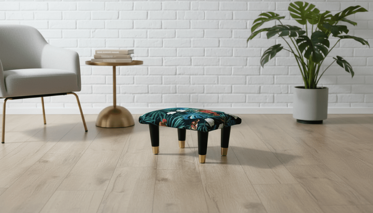 Small Forrest Floral Footrest Pouffe – Handmade Velvet Footstool UK - ISTOOLS