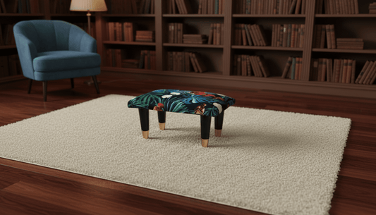 Small Forrest Floral Footrest Pouffe – Handmade Velvet Footstool UK - ISTOOLS