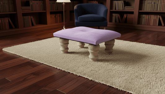Small Pink Footrest Pouffe – Handmade Velvet Footstool UK with Detachable Legs - ISTOOLS