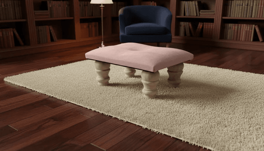 Small Pink Footrest Pouffe – Handmade Velvet Footstool UK with Detachable Legs - ISTOOLS