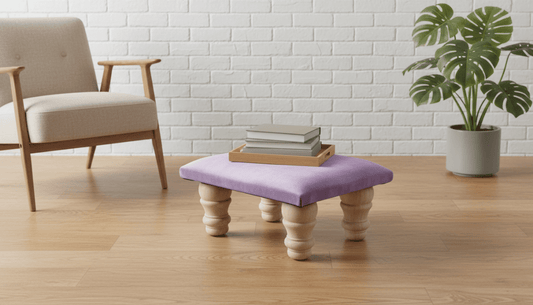 Small Pink Footrest Pouffe – Handmade Velvet Footstool UK with Detachable Legs - ISTOOLS