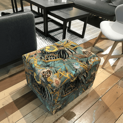 Small Square Buttoned Ottoman Box UK bec - ISTOOLS