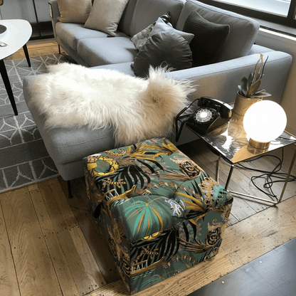 Small Square Buttoned Ottoman Box UK bec - ISTOOLS