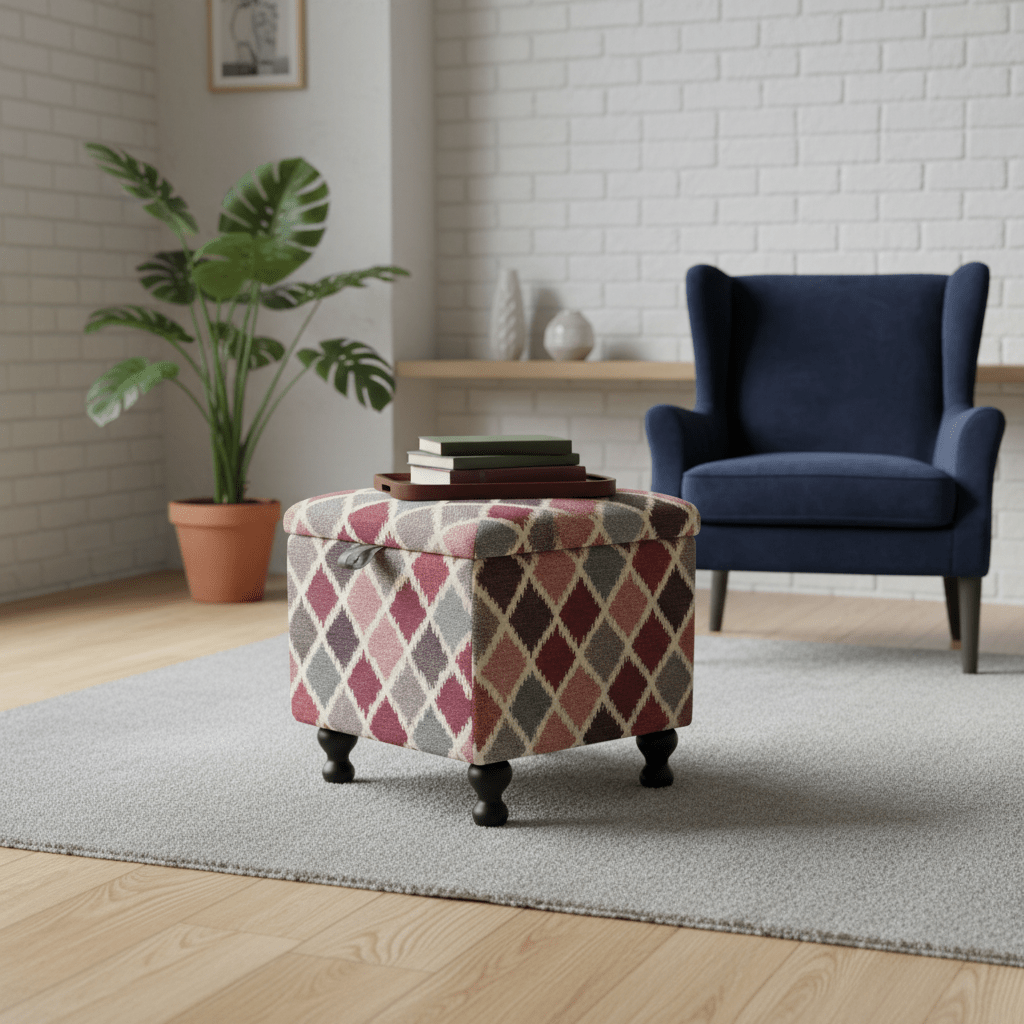 Small Storage Ottoman – Multi - Purpose Coffee Table & Footstool - ISTOOLS