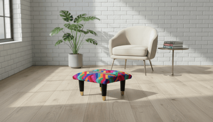 Small Trem Footrest Pouffe – Handmade Velvet Footstool with Detachable Legs (UK - Made) - ISTOOLS