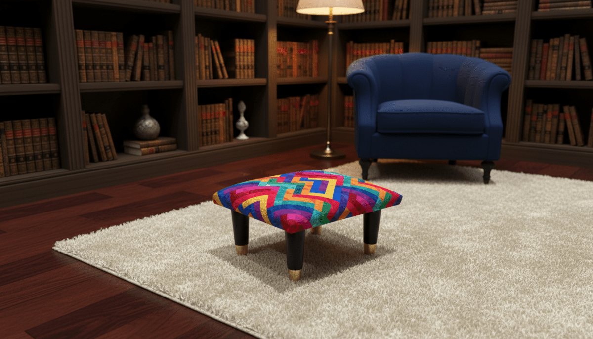 Small Trem Footrest Pouffe – Handmade Velvet Footstool with Detachable Legs (UK - Made) - ISTOOLS