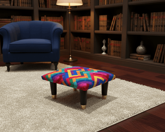 Small Trem Footrest Pouffe – Handmade Velvet Footstool with Detachable Legs (UK - Made) - ISTOOLS