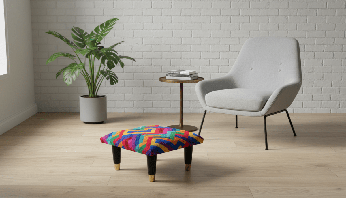 Small Trem Footrest Pouffe – Handmade Velvet Footstool with Detachable Legs (UK - Made) - ISTOOLS