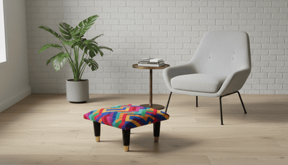 Small Trem Footrest Pouffe – Handmade Velvet Footstool with Detachable Legs (UK - Made) - ISTOOLS