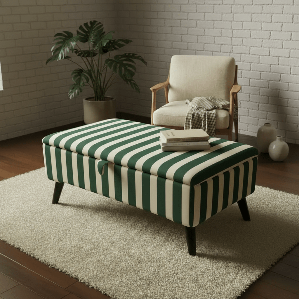 Soft Top Bedroom Ottoman Bench with Storage – Designer Pattern, UK Handcrafted - ISTOOLS