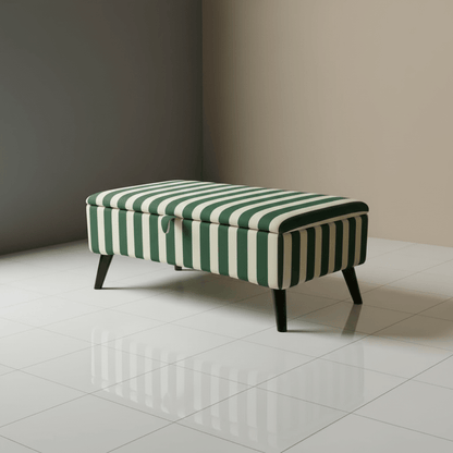 Soft Top Bedroom Ottoman Bench with Storage – Designer Pattern, UK Handcrafted - ISTOOLS