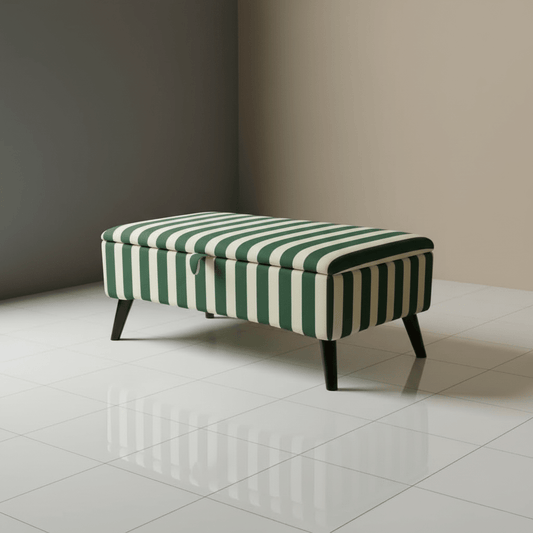 Soft Top Bedroom Ottoman Bench with Storage – Designer Pattern, UK Handcrafted - ISTOOLS