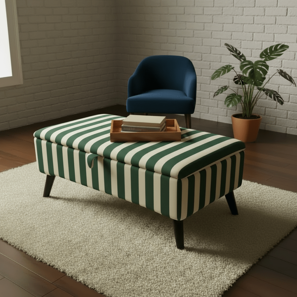 Soft Top Bedroom Ottoman Bench with Storage – Designer Pattern, UK Handcrafted - ISTOOLS