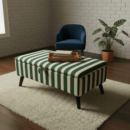 Soft Top Bedroom Ottoman Bench with Storage – Designer Pattern, UK Handcrafted - ISTOOLS