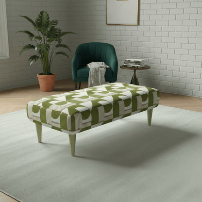 Solid Base Fabric Footstool – UK Made Designer Bench for Living Room & Lounge - ISTOOLS
