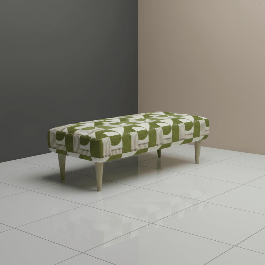Solid Base Fabric Footstool – UK Made Designer Bench for Living Room & Lounge - ISTOOLS