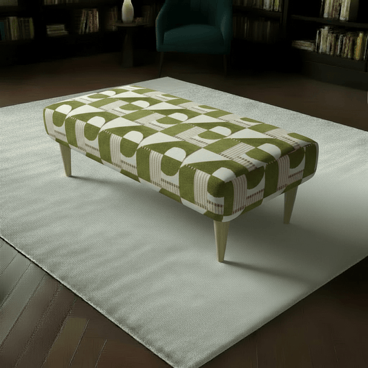 Solid Base Fabric Footstool – UK Made Designer Bench for Living Room & Lounge - ISTOOLS