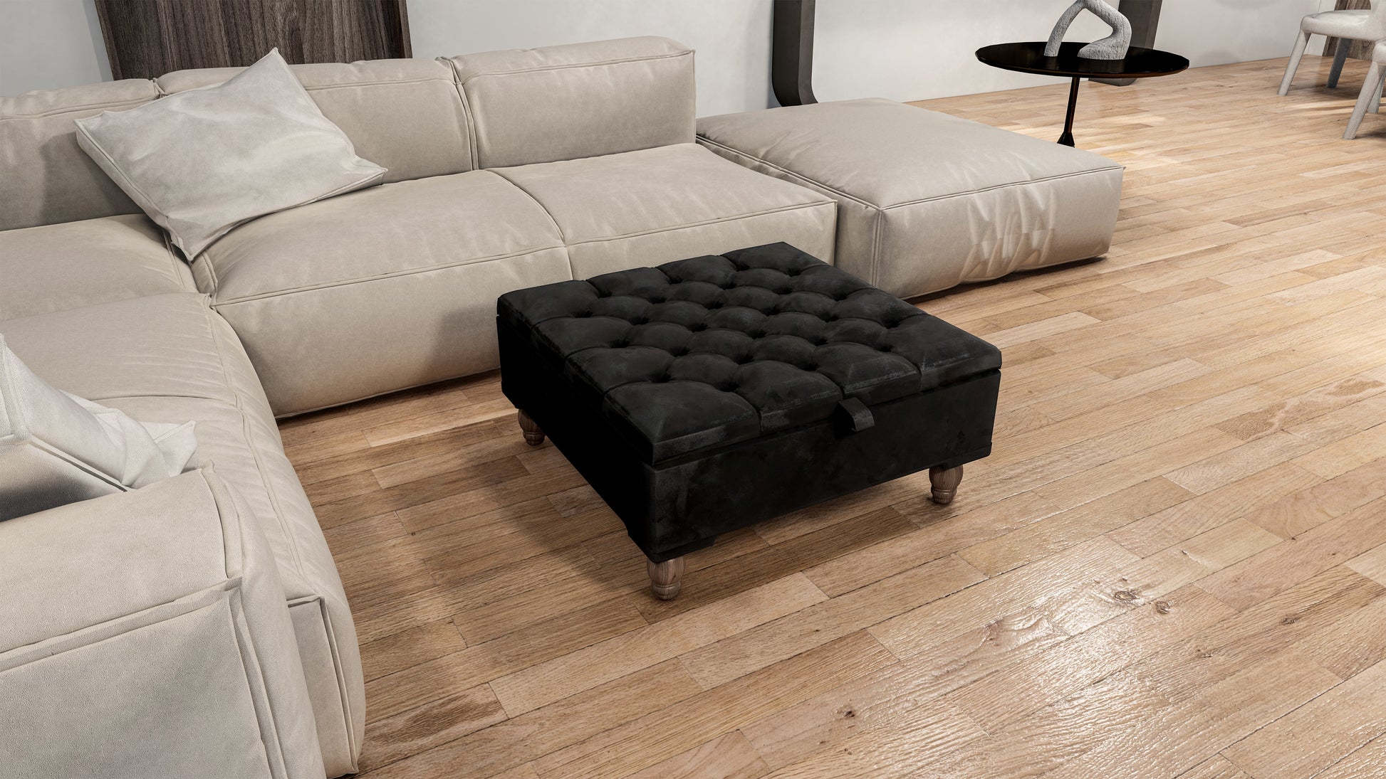 Square chesterfield buttoned Storage coffee table bench - ISTOOLS