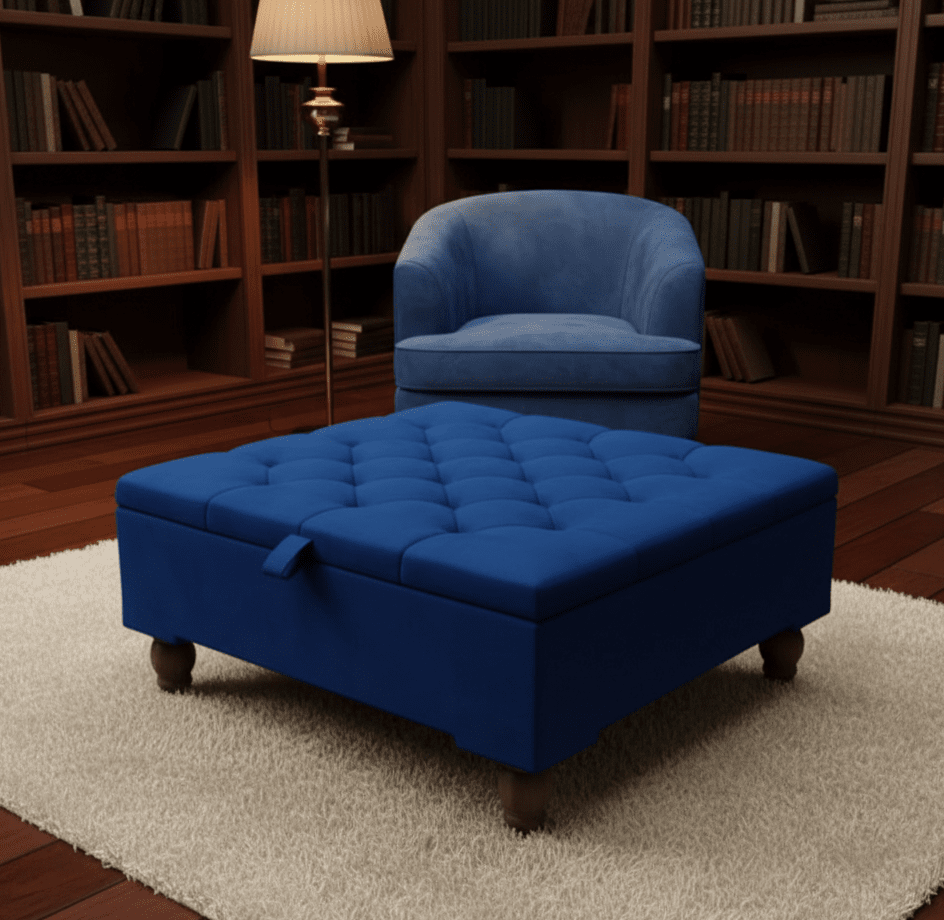 Chesterfield Storage Ottoman Bench UK – Plush Velvet Coffee Table with Hidden Storage - ISTOOLS