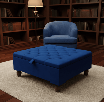 Chesterfield Storage Ottoman Bench UK – Plush Velvet Coffee Table with Hidden Storage - ISTOOLS