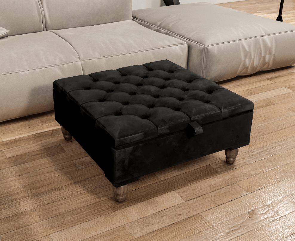 Square chesterfield buttoned Storage coffee table bench - ISTOOLS