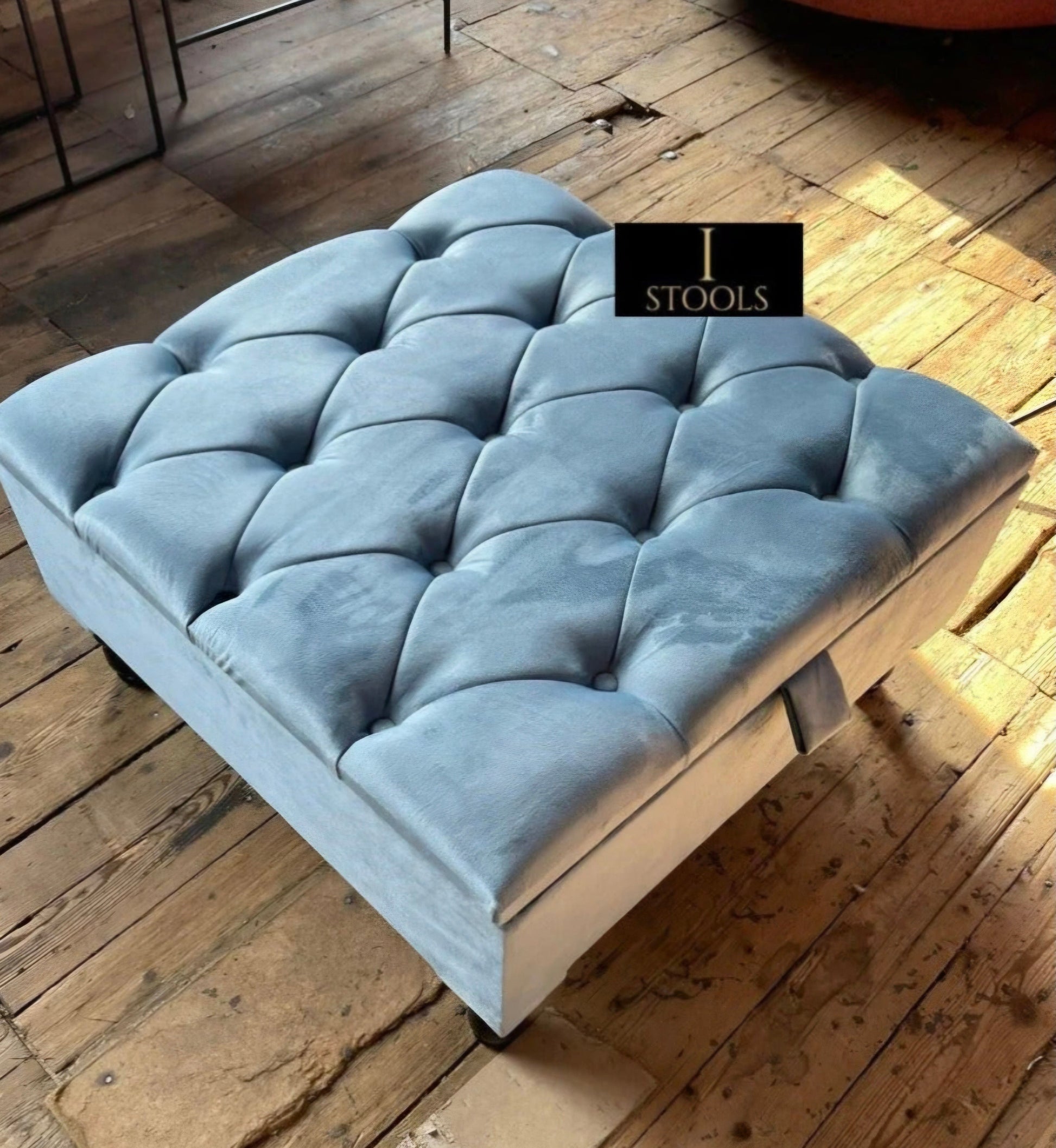 Square chesterfield buttoned Storage coffee table bench - ISTOOLS