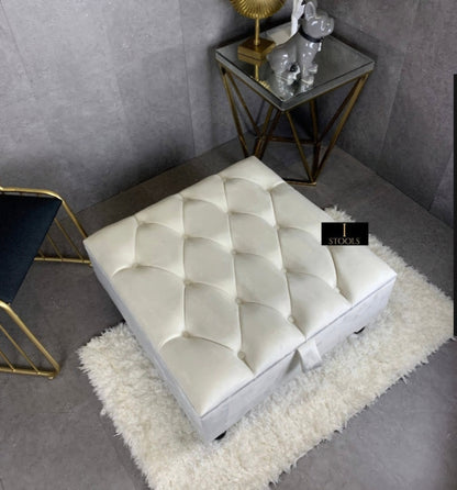 Square chesterfield buttoned Storage coffee table bench - ISTOOLS