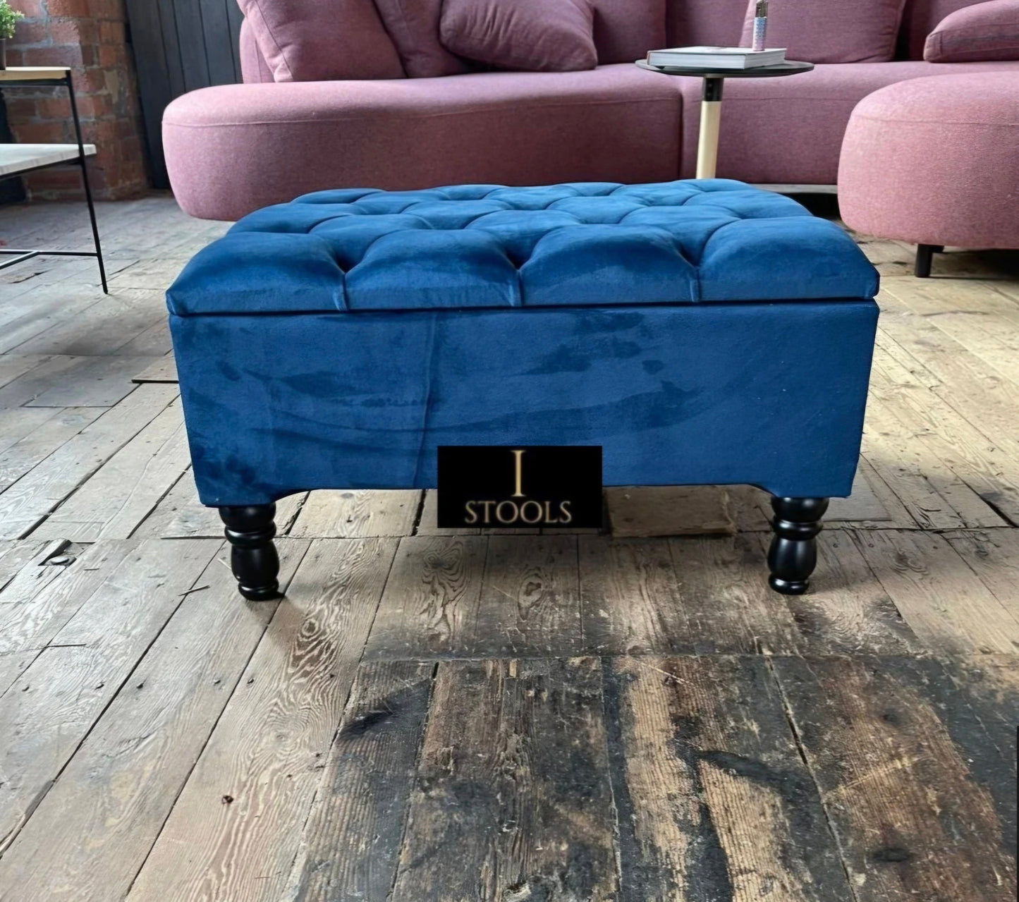 Square chesterfield buttoned Storage coffee table bench - ISTOOLS