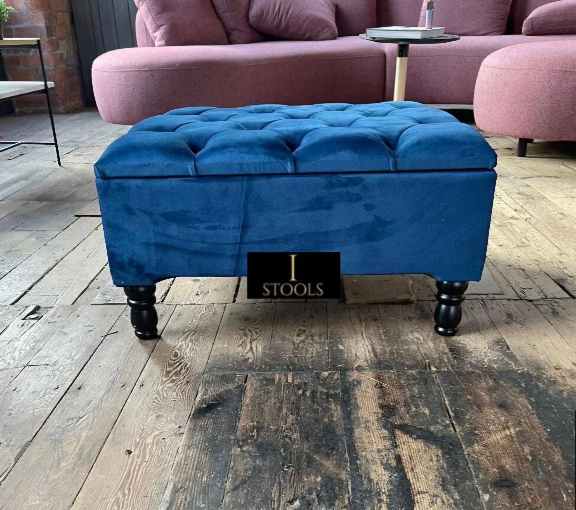 Square chesterfield buttoned Storage coffee table bench - ISTOOLS