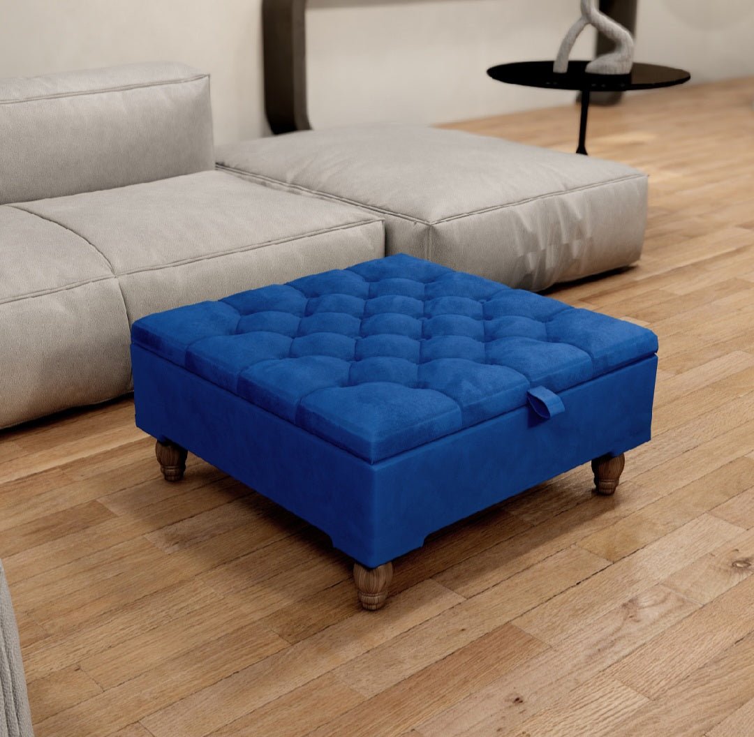 Square chesterfield buttoned Storage coffee table bench - ISTOOLS