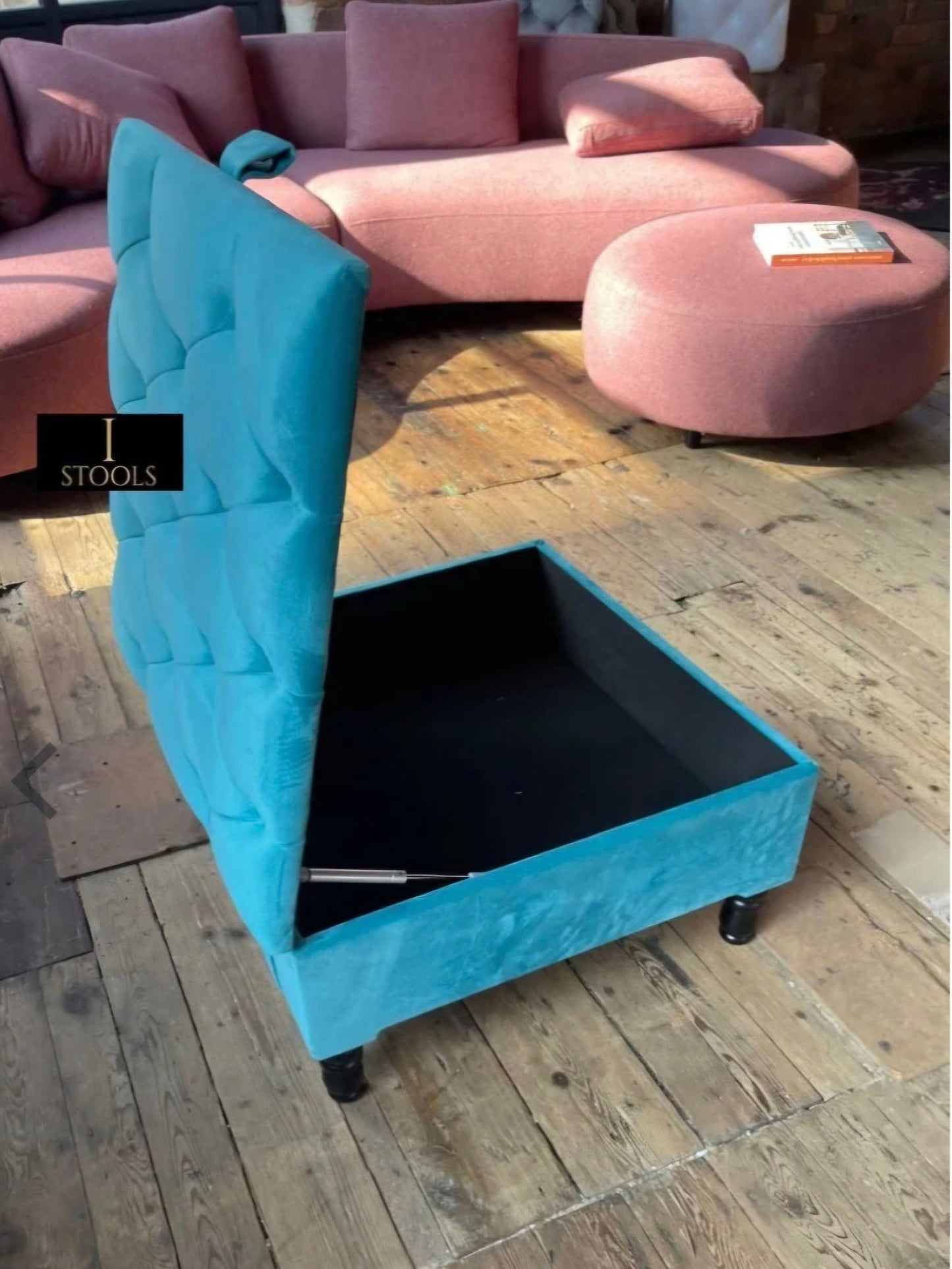 Square chesterfield buttoned Storage coffee table bench - ISTOOLS