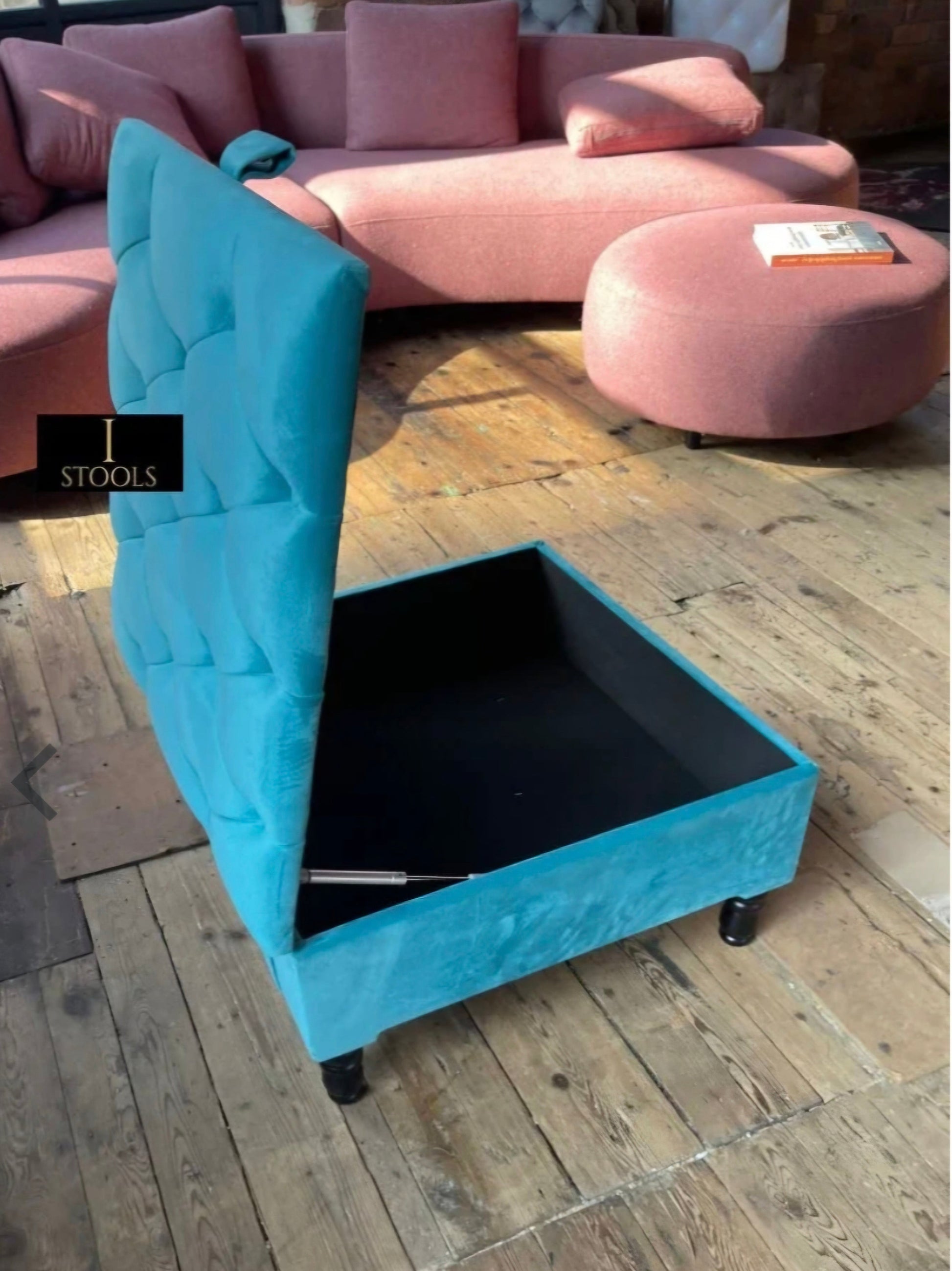 Square chesterfield buttoned Storage coffee table bench - ISTOOLS