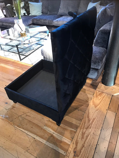 Square Coffee Table Ottoman Storage | Black Pouffe Footstool - ISTOOLS