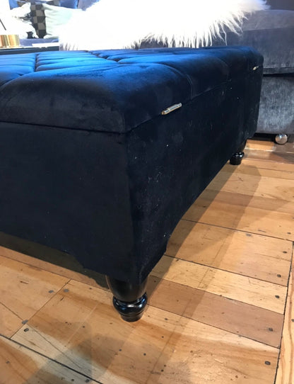 Square Coffee Table Ottoman Storage | Black Pouffe Footstool - ISTOOLS