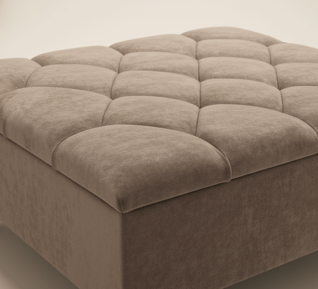 Square Coffee Table Ottoman Storage | Brown Chesterfield Footstool - ISTOOLS